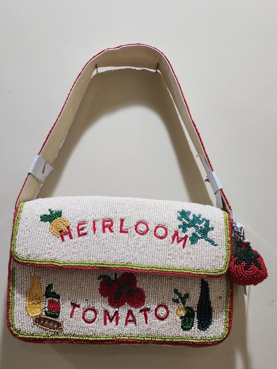Handbags - Beaded 'Heirloom Tomato' Shoulder Bag - White